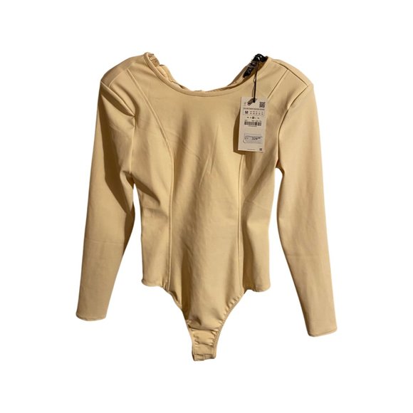 Zara Tops - NWT Zara Women's Medium Cream Long Sleeve Bodysuit